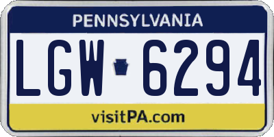 PA license plate LGW6294