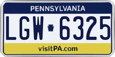 PA license plate LGW6325