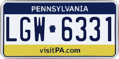 PA license plate LGW6331
