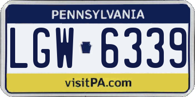 PA license plate LGW6339