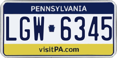 PA license plate LGW6345