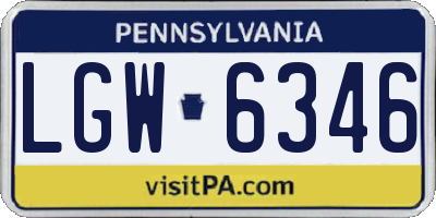 PA license plate LGW6346