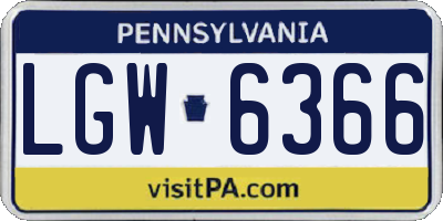 PA license plate LGW6366