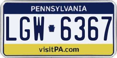 PA license plate LGW6367