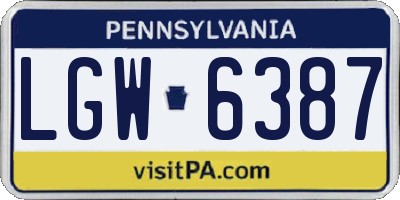 PA license plate LGW6387