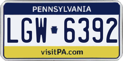 PA license plate LGW6392