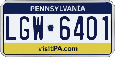 PA license plate LGW6401