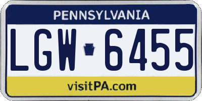 PA license plate LGW6455