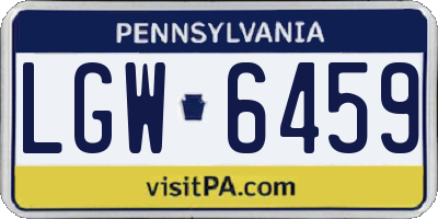 PA license plate LGW6459