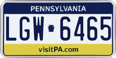 PA license plate LGW6465