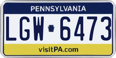 PA license plate LGW6473