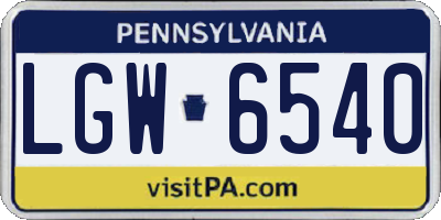 PA license plate LGW6540