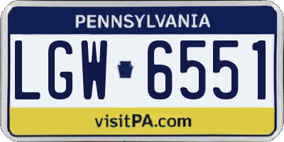 PA license plate LGW6551