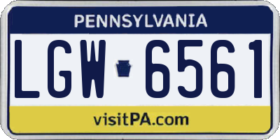PA license plate LGW6561