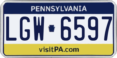 PA license plate LGW6597