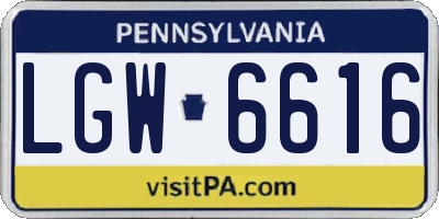 PA license plate LGW6616