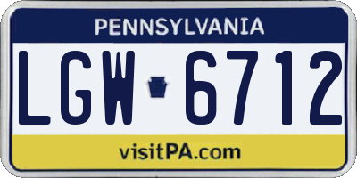 PA license plate LGW6712