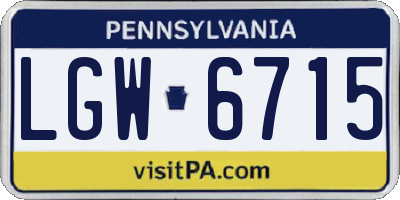 PA license plate LGW6715