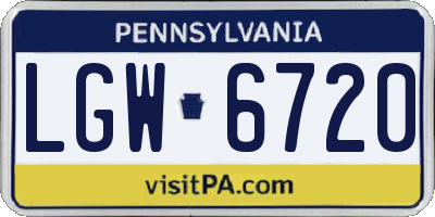 PA license plate LGW6720