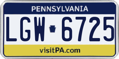 PA license plate LGW6725