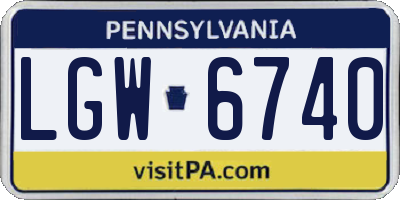 PA license plate LGW6740