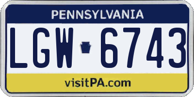 PA license plate LGW6743