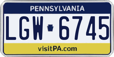 PA license plate LGW6745