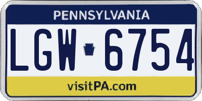 PA license plate LGW6754