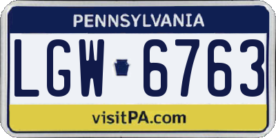 PA license plate LGW6763