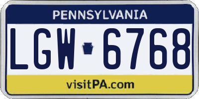 PA license plate LGW6768
