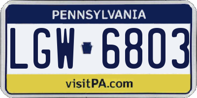 PA license plate LGW6803
