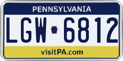 PA license plate LGW6812