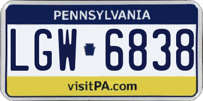 PA license plate LGW6838