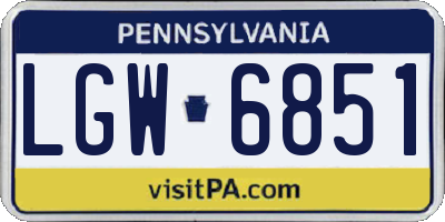 PA license plate LGW6851