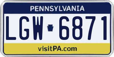 PA license plate LGW6871