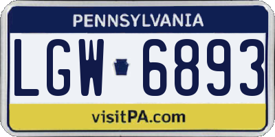 PA license plate LGW6893