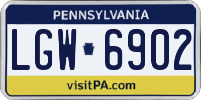 PA license plate LGW6902