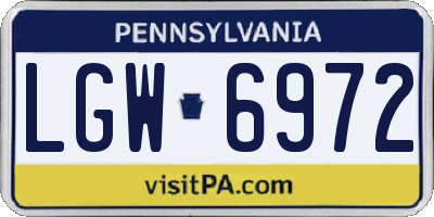 PA license plate LGW6972