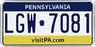 PA license plate LGW7081