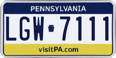 PA license plate LGW7111