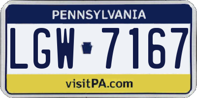 PA license plate LGW7167