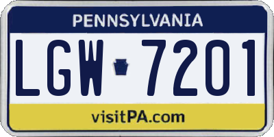PA license plate LGW7201