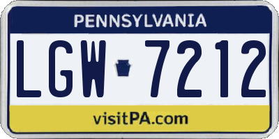 PA license plate LGW7212