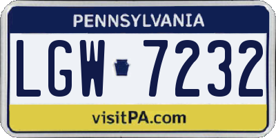 PA license plate LGW7232