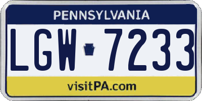 PA license plate LGW7233