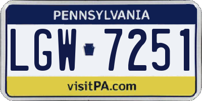 PA license plate LGW7251