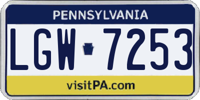PA license plate LGW7253
