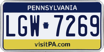 PA license plate LGW7269