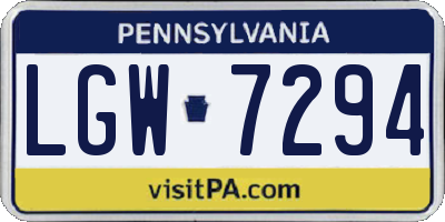 PA license plate LGW7294