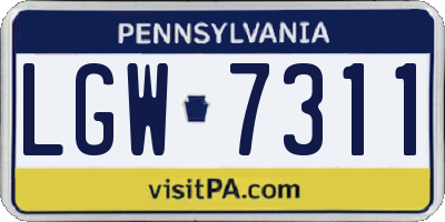 PA license plate LGW7311